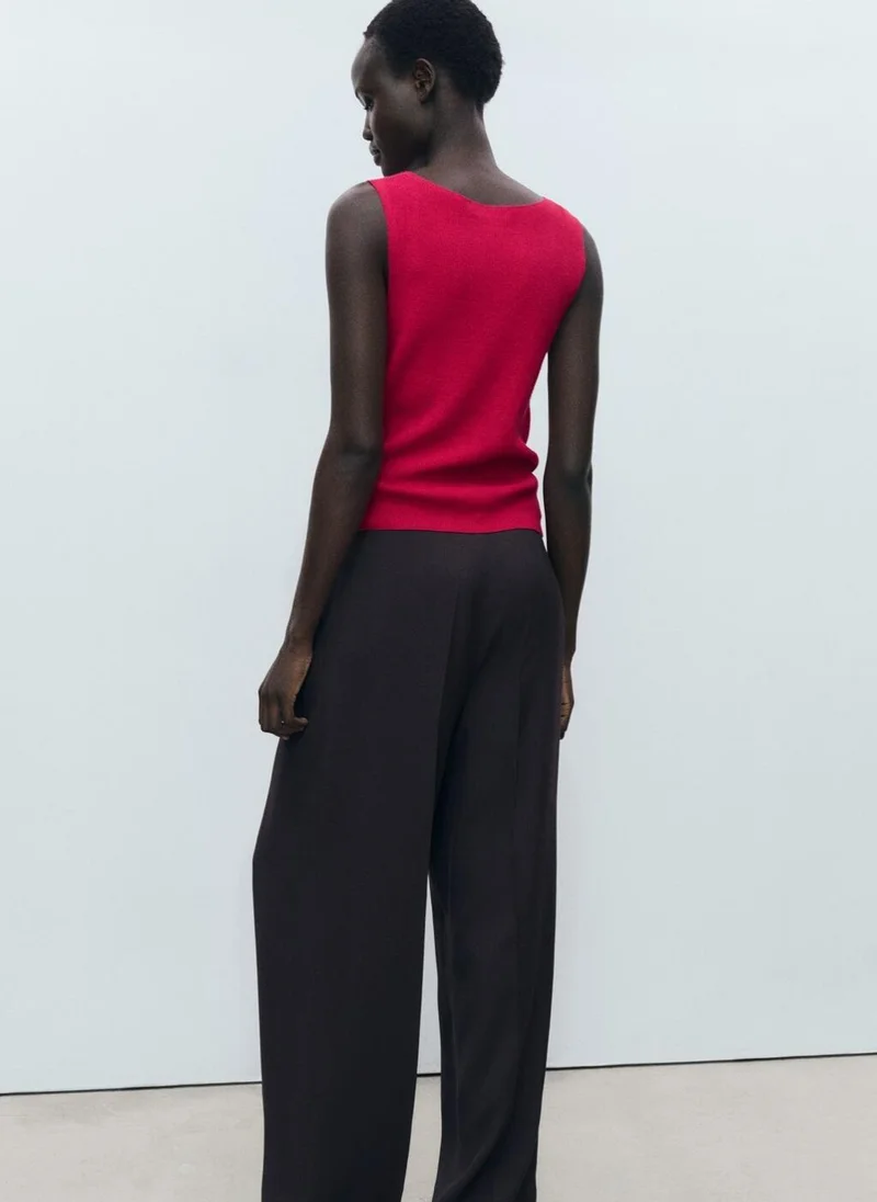 MANGO fine ribbed knit top